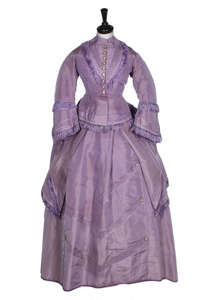 Lot 283 - A three-piece lilac silk dress, circa 1870,