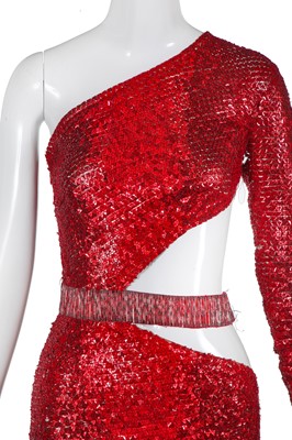 Lot 395 - A Julien Macdonald red sequined evening dress, Autumn-Winter 2017-18