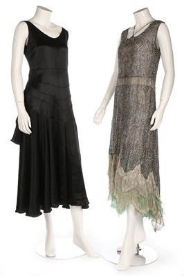 Lot 374 - A silver lace evening dress, circa 1925, with...