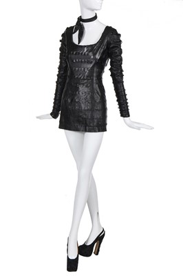 Lot 267 - A rare Vivienne Westwood slashed leather mini dress, 'Dressing Up' collection, Autumn-Winter 1991-92
