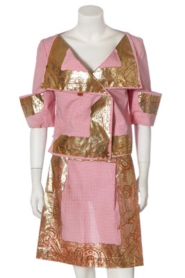 Lot 148 - A Vivienne Westwood pink gingham apron and jacket, 'Civilizade' collection, Spring-Summer 1989