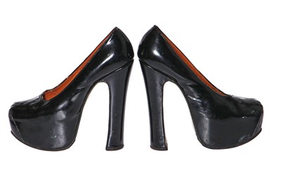 Lot 272 - A pair of Vivienne Westwood patent black leather elevated platforms, circa 1992