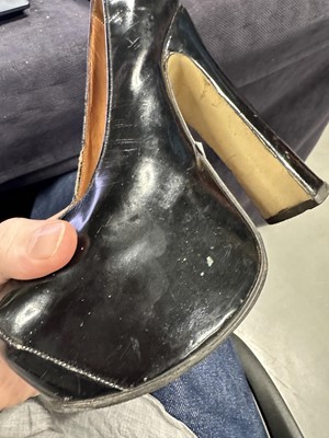 Lot 272 - A pair of Vivienne Westwood patent black leather elevated platforms, circa 1992