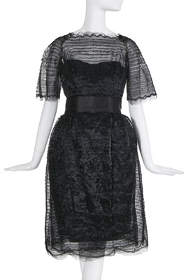 Lot 144 - A Jeanne Lanvin by Antonio Castillo couture tiered black organza cocktail dress, circa 1960