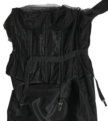 Lot 144 - A Jeanne Lanvin by Antonio Castillo couture tiered black organza cocktail dress, circa 1960