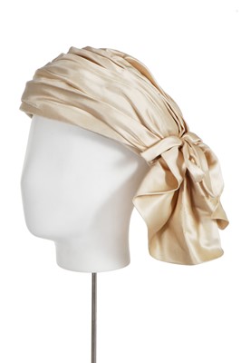 Lot 305 - A Balenciaga ivory satin 'turban' hat, 1960s