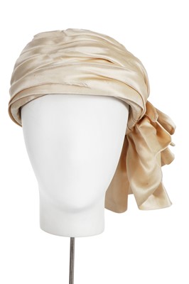 Lot 305 - A Balenciaga ivory satin 'turban' hat, 1960s
