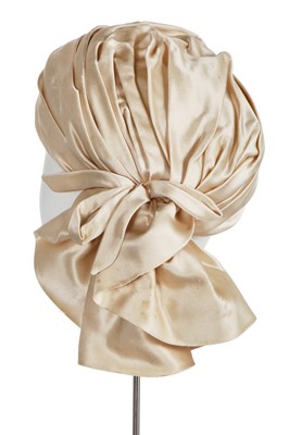Lot 305 - A Balenciaga ivory satin 'turban' hat, 1960s