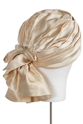 Lot 305 - A Balenciaga ivory satin 'turban' hat, 1960s