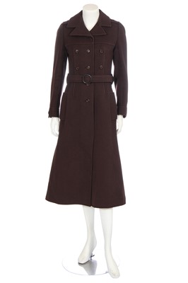 Lot 292 - An André Courrèges brown wool coat, circa 1970