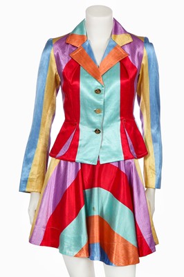 Lot 145 - A Vivienne Westwood 'circus' striped rayon-satin suit, 'Grand Hotel' collection, Spring-Summer 1993-94