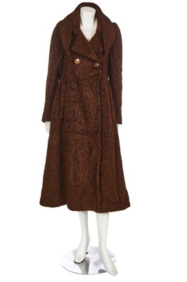 Lot 146 - A Vivienne Westwood tobacco-brown mohair-tweed coat, 'Portrait' collection, Autumn-Winter 1990