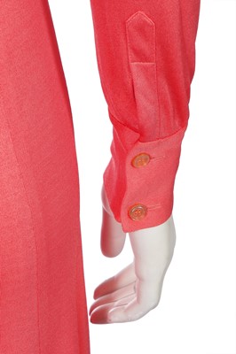 Lot 252 - A Halston coral jersey shirt-dress, 1970s