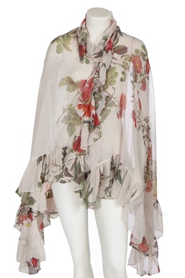 Lot 152 - A Vivienne Westwood rose printed silk georgette shawl, 'Cafe Society' collection, Spring-Summer 1994