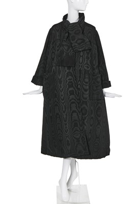 Lot 99 - A fine Balenciaga couture black moiré evening coat, Autumn-Winter 1952