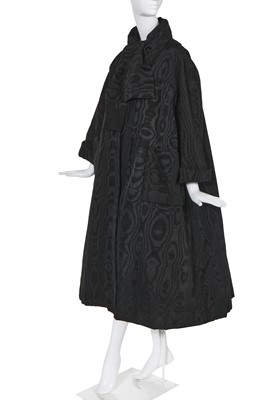 Lot 99 - A fine Balenciaga couture black moiré evening coat, Autumn-Winter 1952