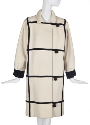 Lot 128 - A Balenciaga couture lattice patterned coat, late 1960s