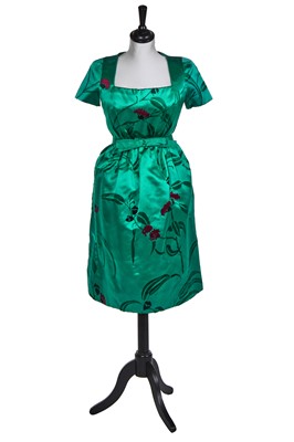 Lot 152 - A Christian Dior by Marc Bohan green satin cocktail dress, early 1960s