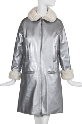 Lot 151 - A Christian Dior Sport silver vinyl coat, mid-1960s