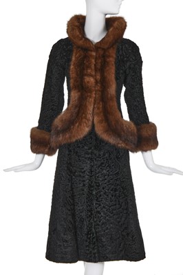 Lot 31 - A Christian Dior astrakhan and sable coat, 1950s