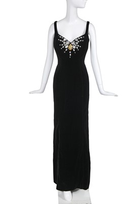 Lot 315 - A Thierry Mugler black velvet evening gown, circa 1994