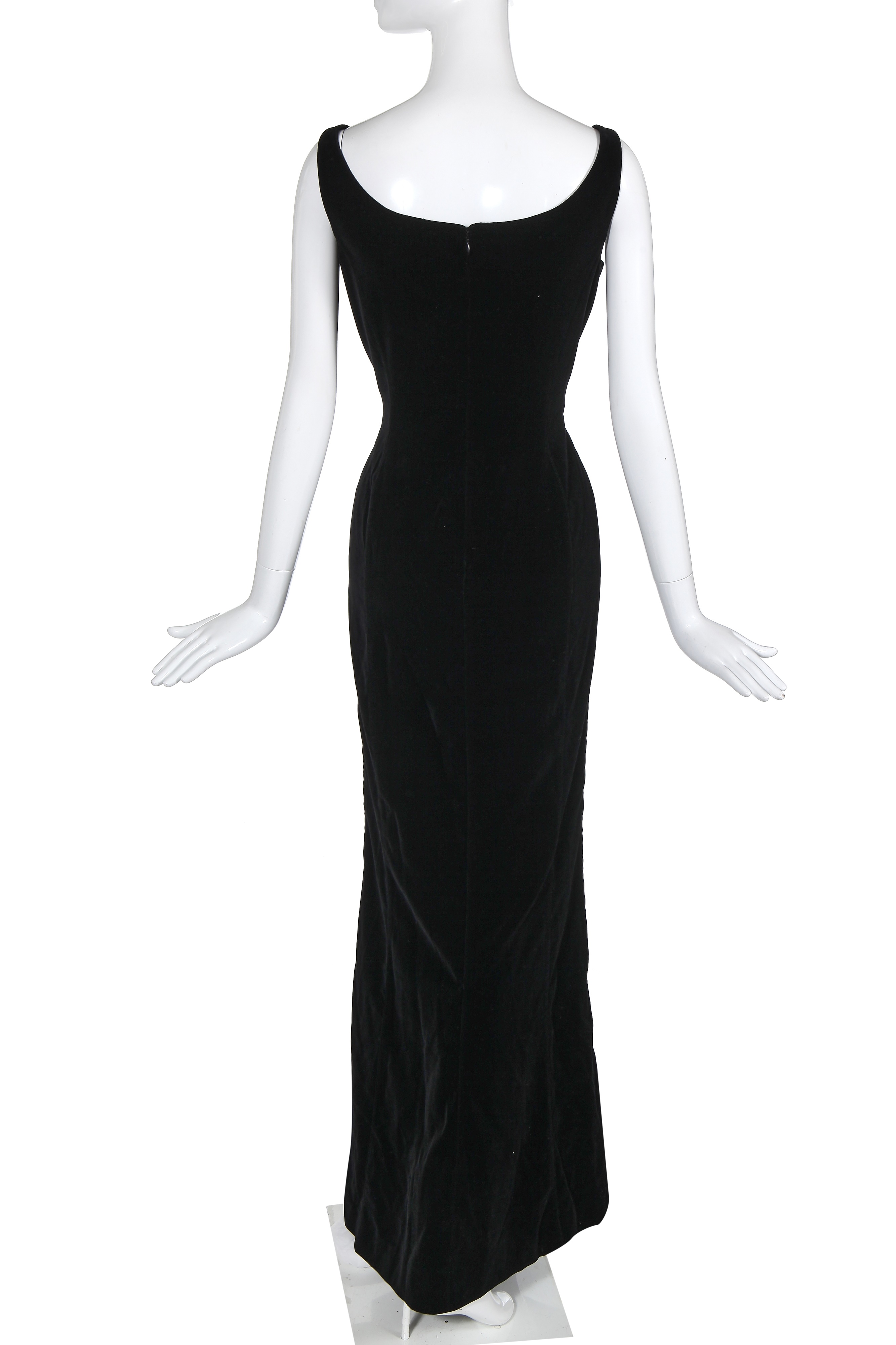 Lot 315 - A Thierry Mugler black velvet evening gown,