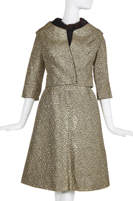 Lot 150 - A Christian Dior by Marc Bohan 'Las Vegas' brocatelle cocktail suit, circa 1965, in original box