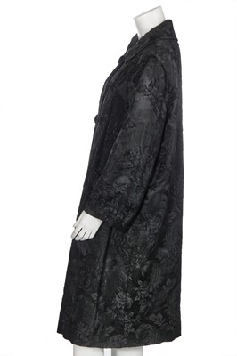 Lot 317 - A Nina Ricci haute couture black damask satin evening coat, 1950s