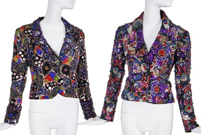 Lot 355 - A group of Julien Macdonald embellished jackets and jeans, 2001-2002