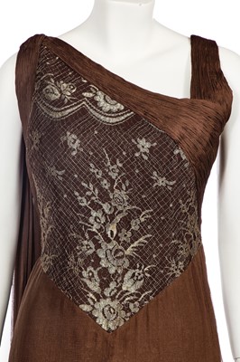 Lot 243 - A Valentino haute couture pleated brown chiffon evening dress, 1970s