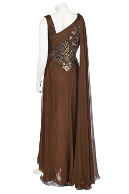 Lot 243 - A Valentino haute couture pleated brown chiffon evening dress, 1970s