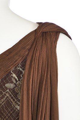 Lot 243 - A Valentino haute couture pleated brown chiffon evening dress, 1970s