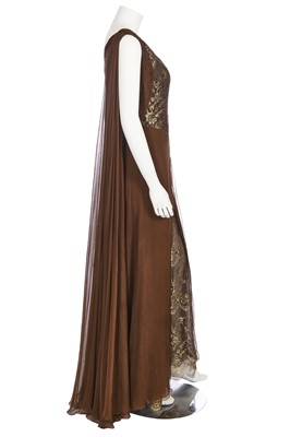 Lot 243 - A Valentino haute couture pleated brown chiffon evening dress, 1970s