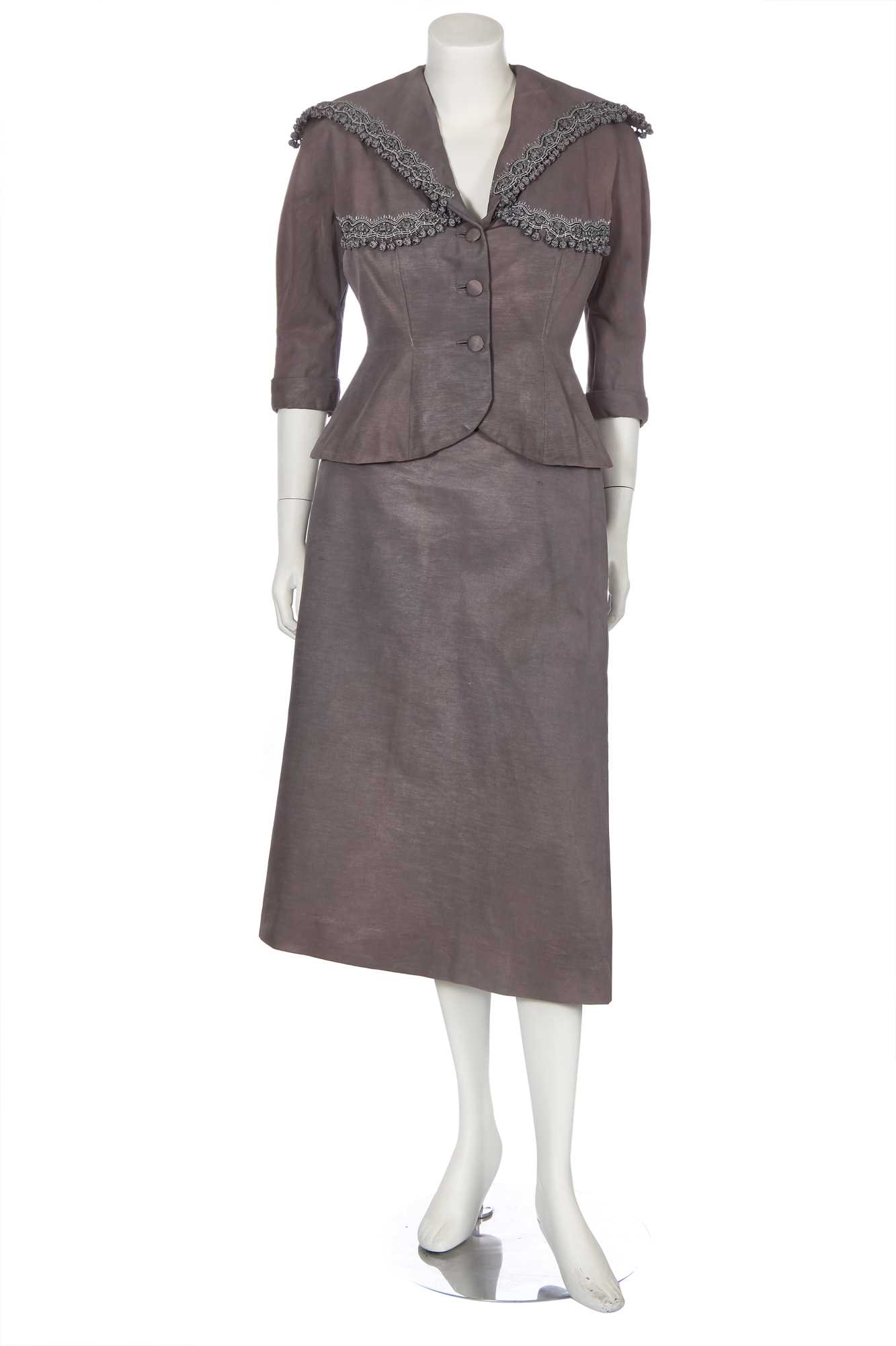 Lot 331 - A Marcel Rochas grey repped silk cocktail
