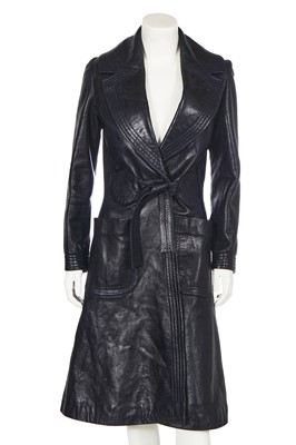 Lot 255 - A Pierre Cardin black leather coat, early 1970s