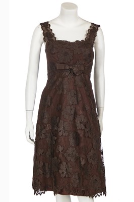 Lot 311 - A Jeanne Lanvin brown lace cocktail dress, late 1960s and others