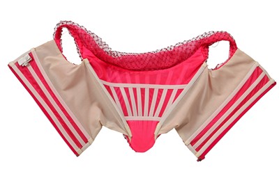 Lot 296 - A Vivienne Westwood corset with red netting overlay, 'Vive La Bagatelle' collection, Spring-Summer 1997