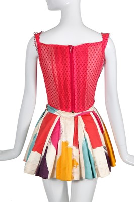 Lot 296 - A Vivienne Westwood corset with red netting overlay, 'Vive La Bagatelle' collection, Spring-Summer 1997