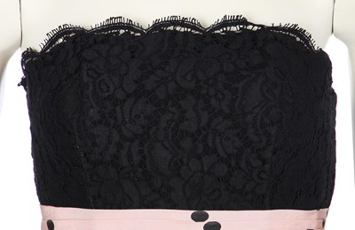 Lot 17 - A Chanel little black dress with polka-dot pink faille cummerbund, Spring-Summer 1988