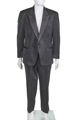 Lot 335 - A Christian Dior by Marc Bohan  pin-striped grey wool tuxedo-suit, late 1970s-1980s