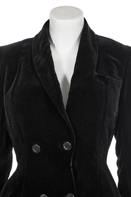 Lot 318 - A Jacques Fath black velvet evening coat, early 1950s