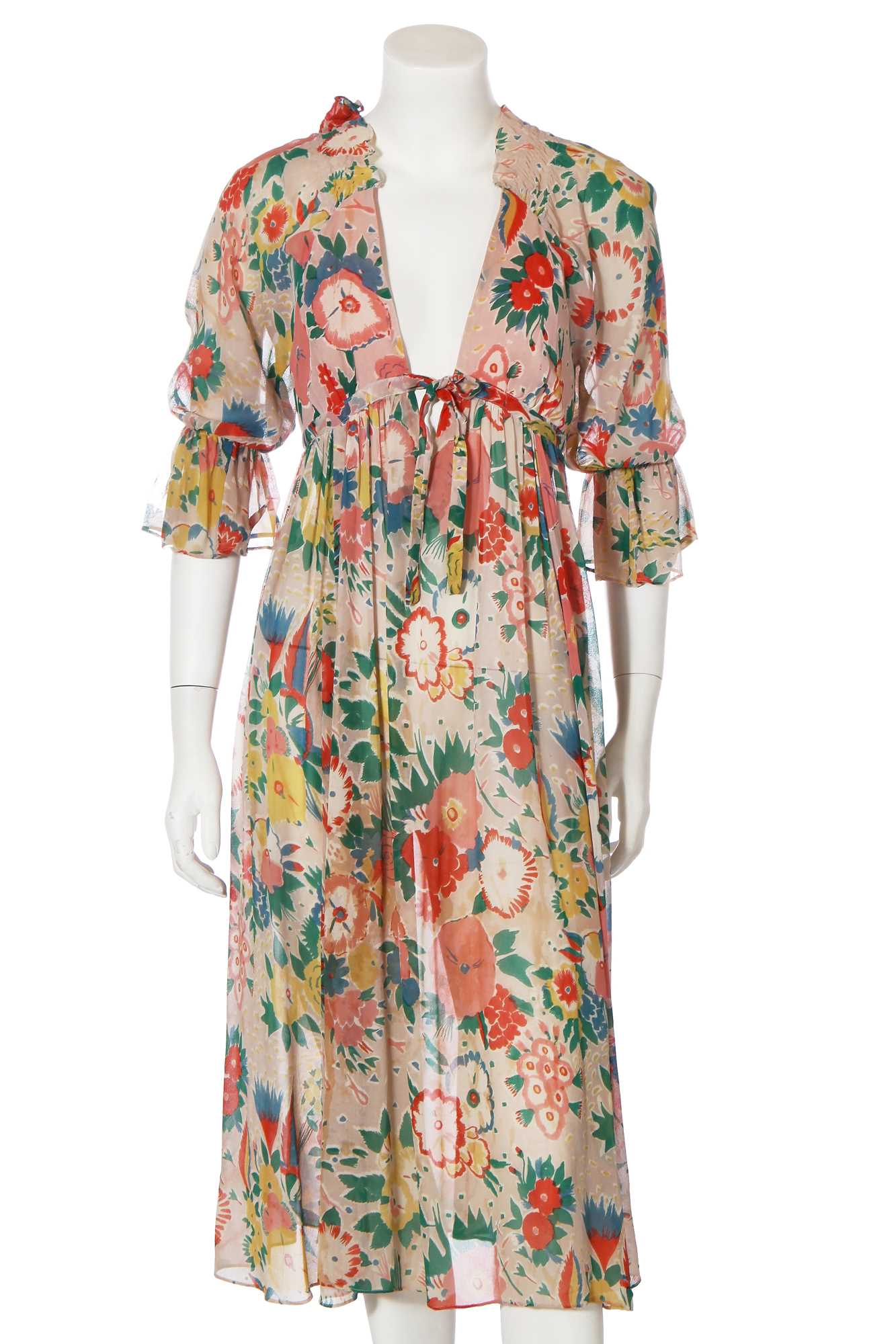 Lot 272 - An Ossie Clark floral printed chiffon dress, mid 1970s
