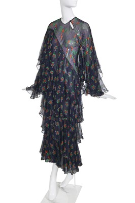 Lot 167 - A good Ossie Clark/Celia Birtwell 'Ziggy Stardust' printed chiffon dress, 1970s