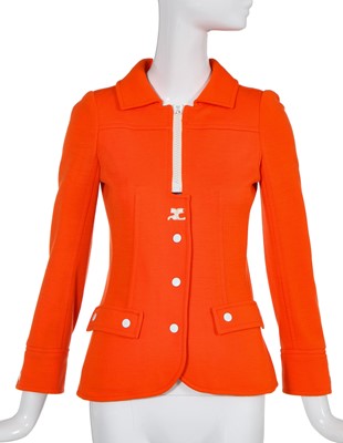 Lot 182 - A Courrèges orange jersey jacket, 1970s