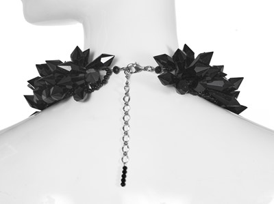 Lot 48 - A choker necklace and matching bracelet of black cut-glass, probably Butler & Wilson, modern