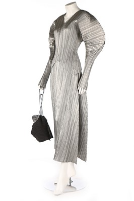 Lot 395 - An Issey Miyake silver pleated ensemble, 1990s,...