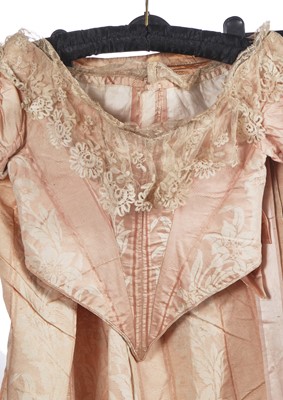 Lot 426 - A printed silk/wool gauze day dress circa 1855 and others