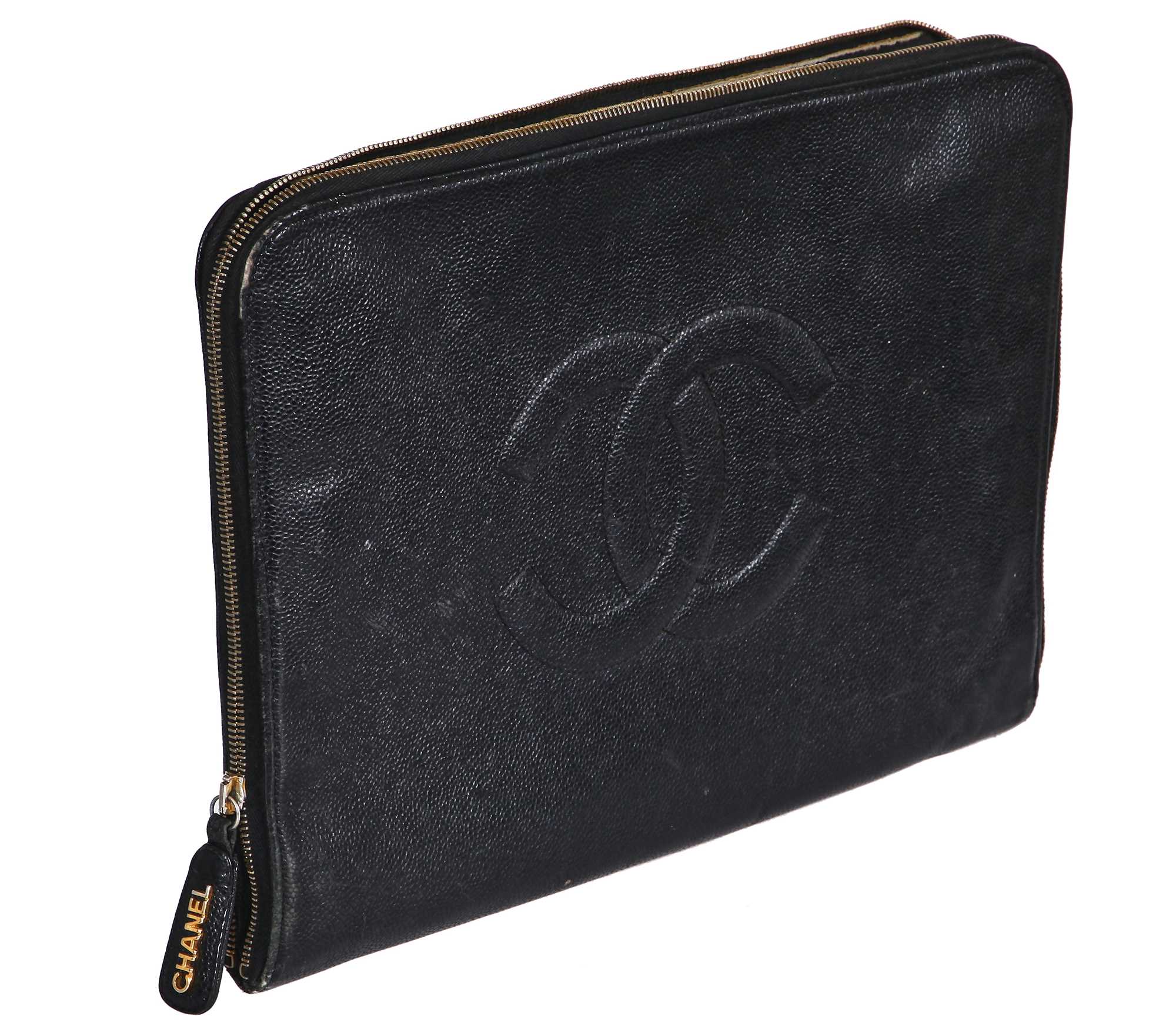 Click for high resolution Lot 23 - A rare Chanel document case in caviar leather, 1980s-early 90s