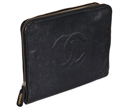 Lot 23 - A rare Chanel document case in caviar leather, 1980s-early 90s
