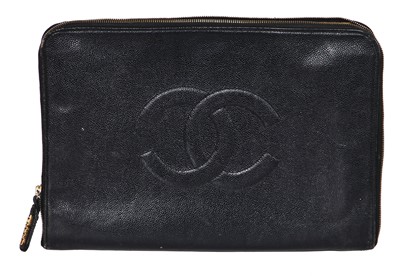 Lot 23 - A rare Chanel document case in caviar leather, 1980s-early 90s